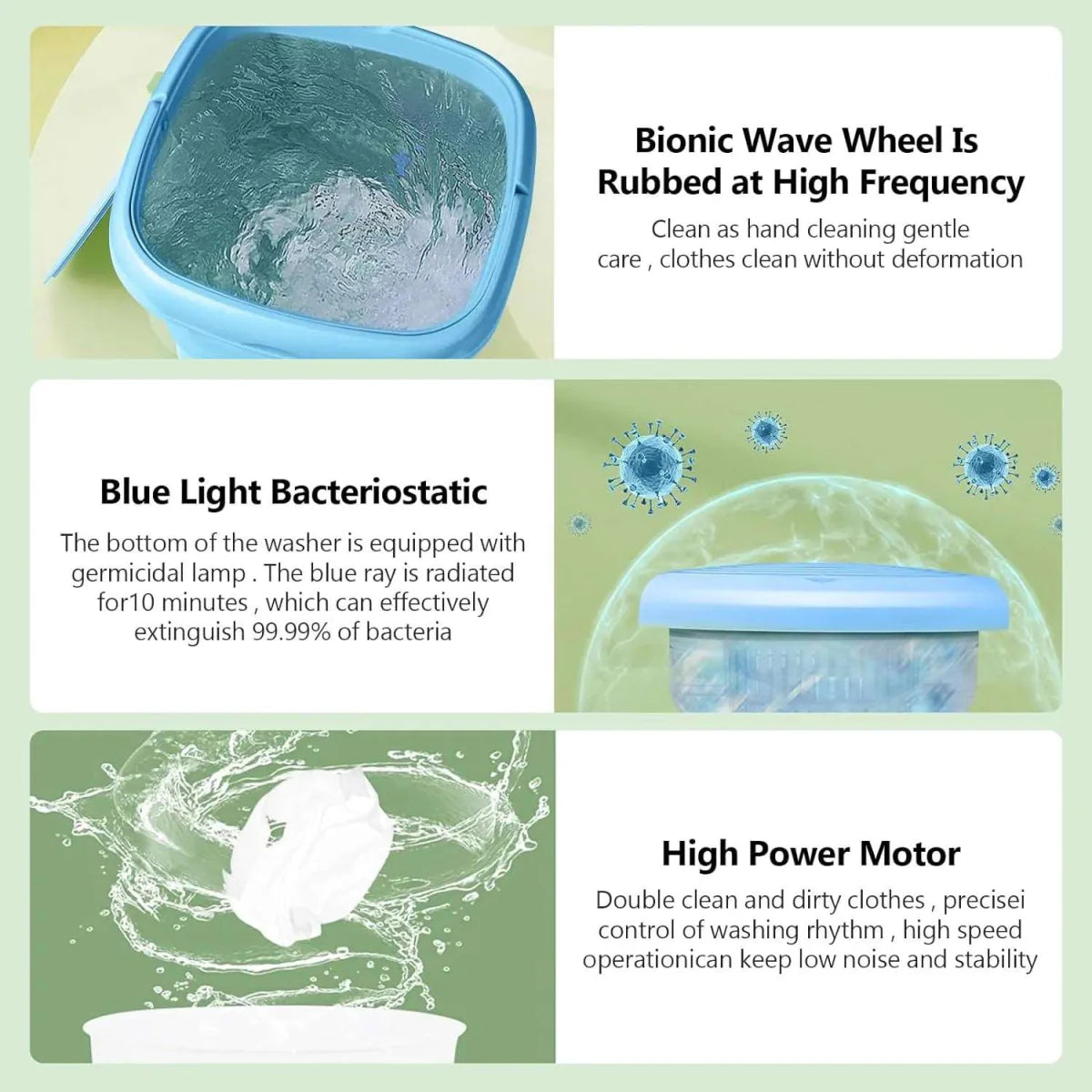 Mini Portable Washing Machine – Foldable Washing Machine with Dryer – Baby Clothes Washer – Compact Washer for Kids Clothes – Travel & Dorm Use – Small Washing Machine with Dryer Function – Electric Laundry Bucket Washer for Home & Outdoor