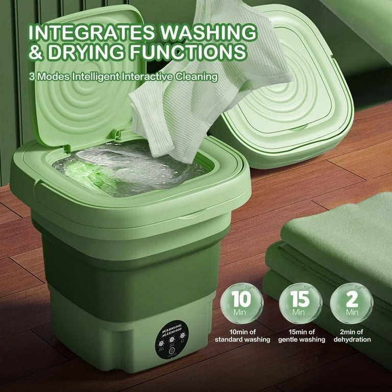 Mini Portable Washing Machine – Foldable Washing Machine with Dryer – Baby Clothes Washer – Compact Washer for Kids Clothes – Travel & Dorm Use – Small Washing Machine with Dryer Function – Electric Laundry Bucket Washer for Home & Outdoor